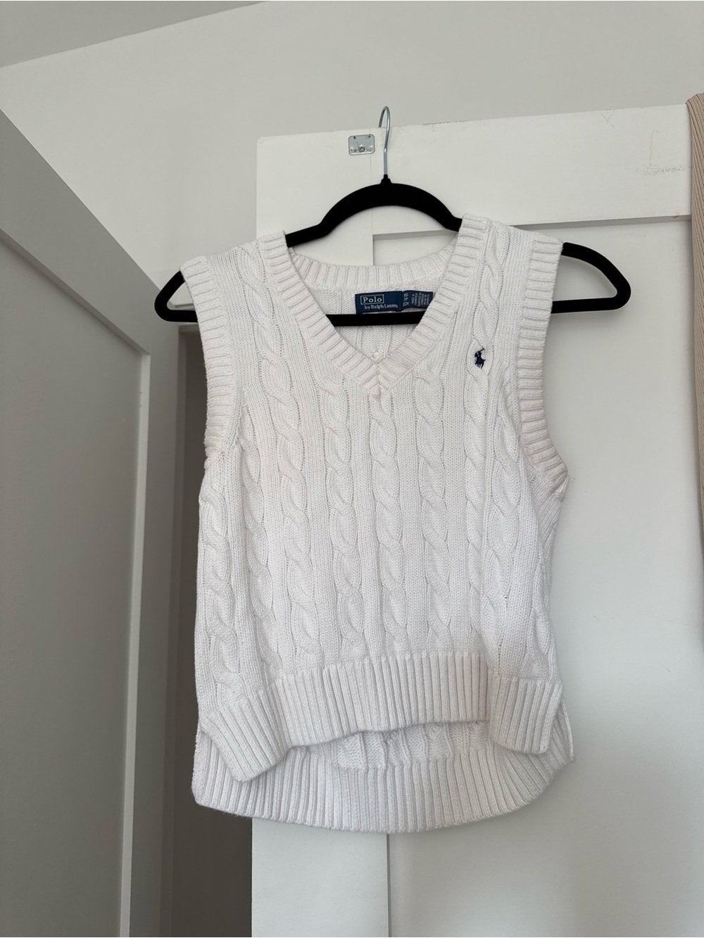 Ralph Lauren Cream Cable Knit V-Neck Sweater Vest